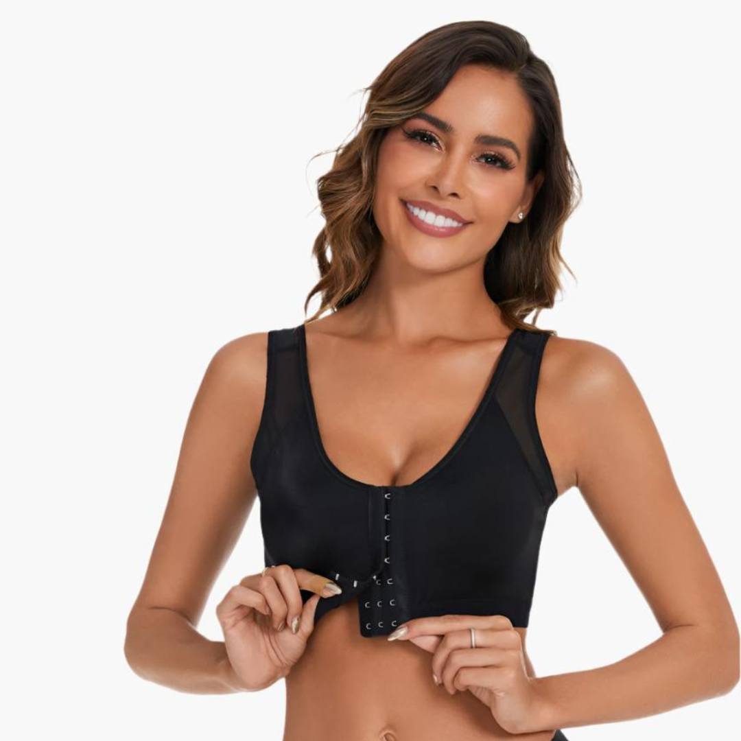 Komfit Stütz Bh | Bequeme X-förmiger Rücken-Haltungs-BH mit breiten Trägern und vorderverschluss