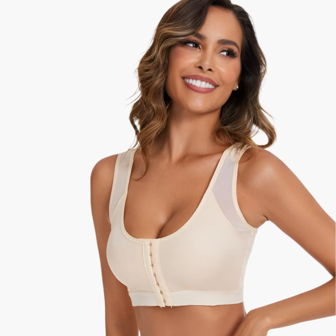 Komfit Stütz Bh | Bequeme X-förmiger Rücken-Haltungs-BH mit breiten Trägern und vorderverschluss