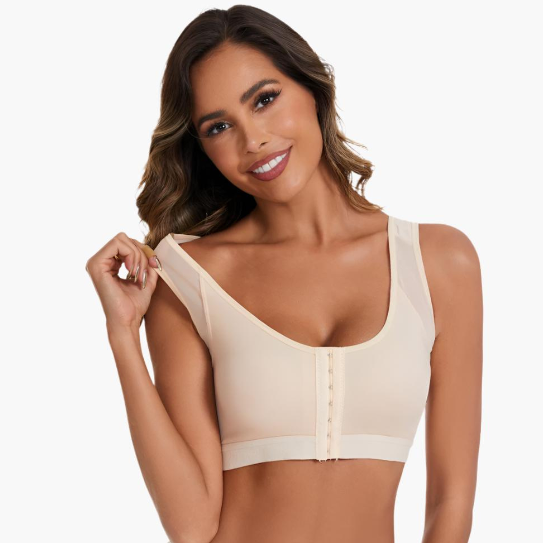 Komfit Stütz Bh | Bequeme X-förmiger Rücken-Haltungs-BH mit breiten Trägern und vorderverschluss