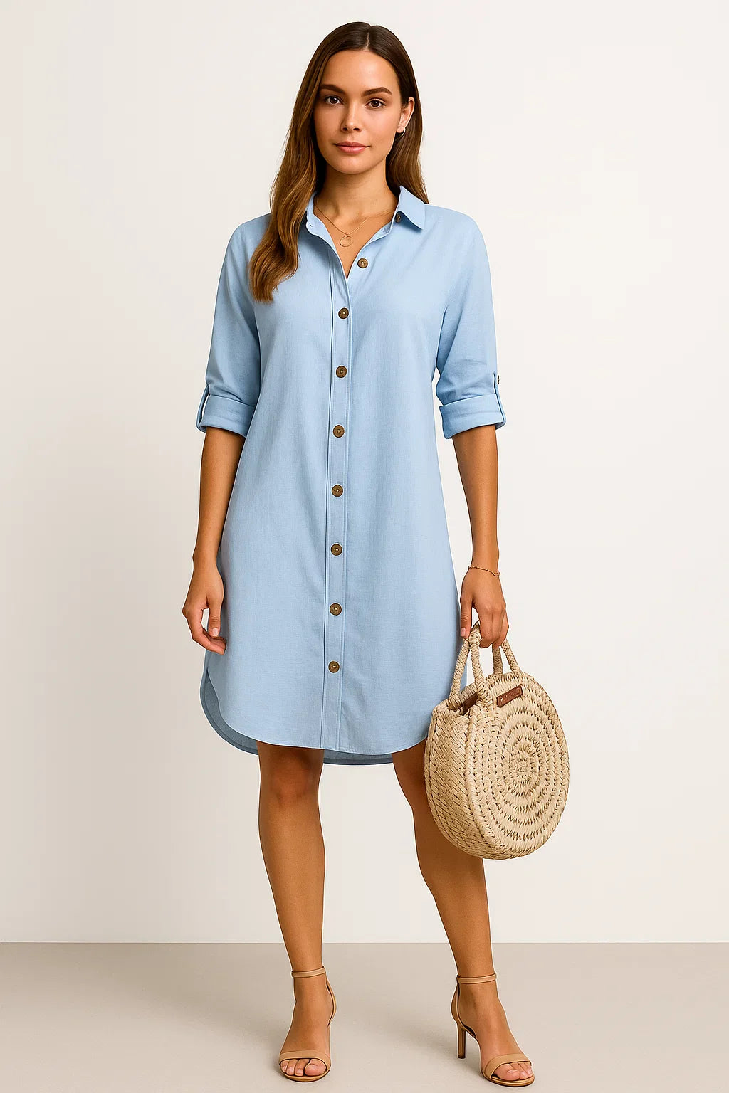 Bequemes Hemdkleid mit Knopfleiste