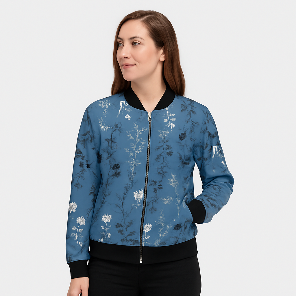 Blouson aviator mit Blumenmuster Clotilde – Leichte Damenjacke mit Druck