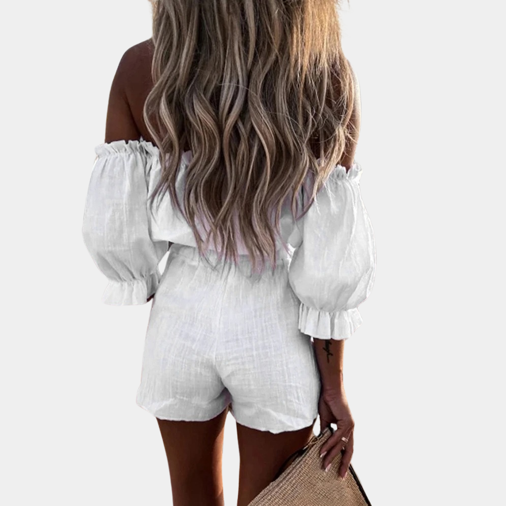 Blanche - Élégant Ensemble Top et Short Femme