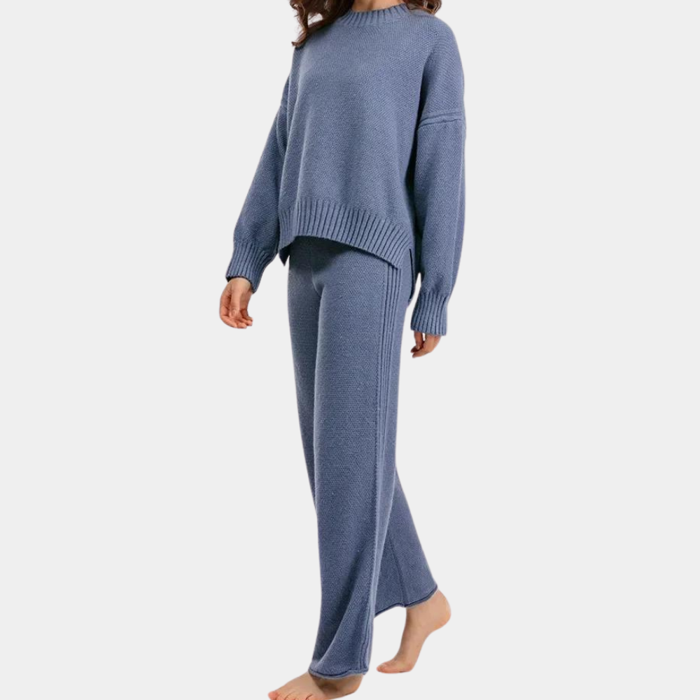 Modisches Set aus Strickpullover und Hose für Frauen