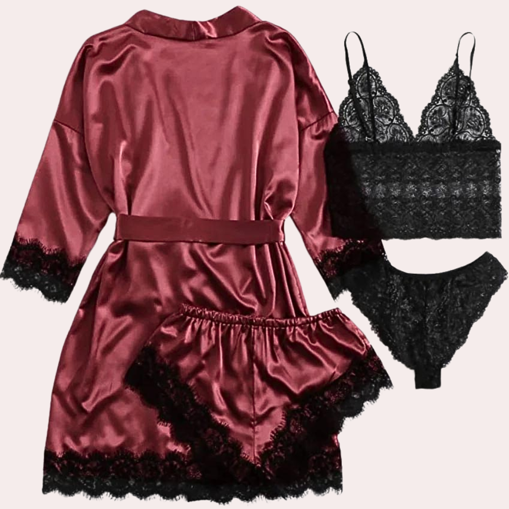 Verwöhnen Sie sich mit unserem 4-teiligen Luxus-Schlafanzug-Set für Damen