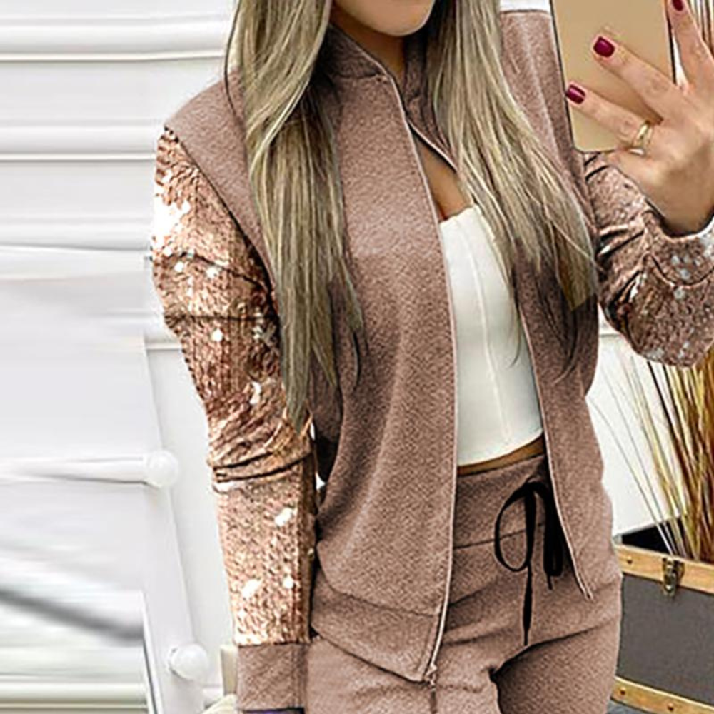 Adina - Trendiger Winter-Trainingsanzug mit Reißverschluss - Stylischer Zweiteiler für gemütliche Tage