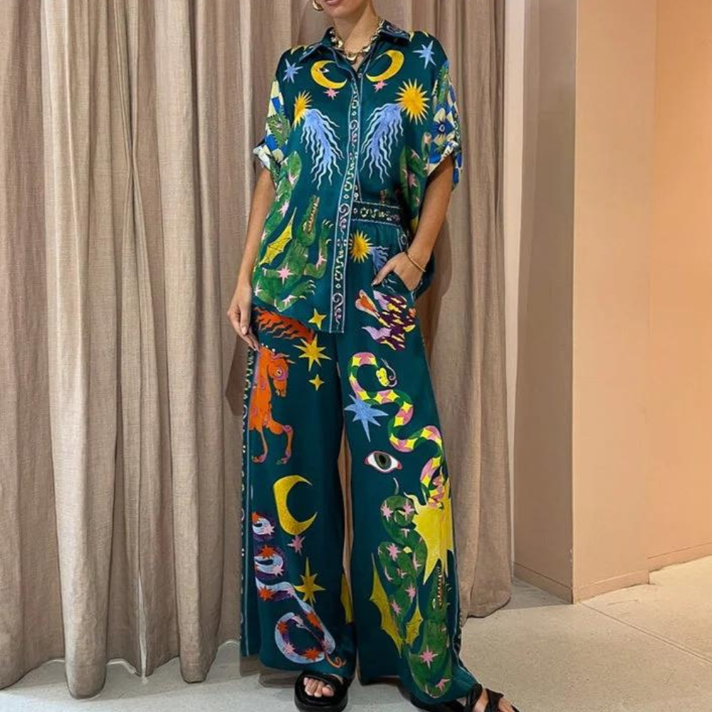 Forina - Stylisches und farbenfrohes 2-teiliges Damen-Outfit mit trendigem Flair