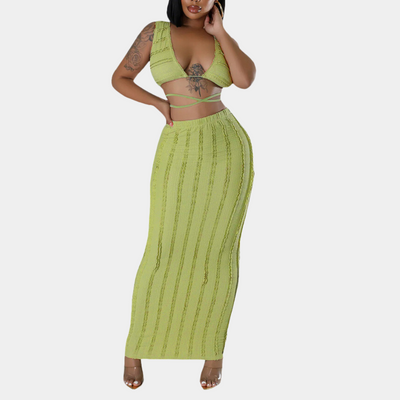 Gavrilla - Stylisches Crop Top mit fließendem Maxirock Ensemble