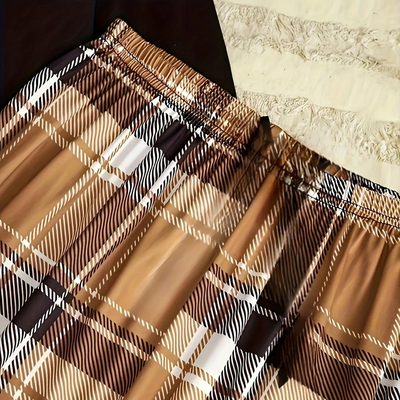 Inge - Luxe Comfort Rundhalsausschnitt Top mit trendiger Karo-Hose Set