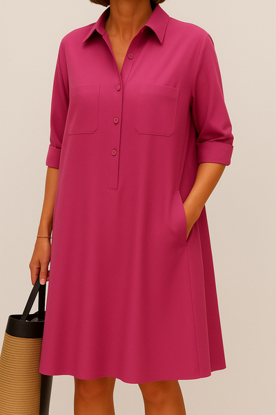 Nelida – Elegantes Langarmkleid Mit Tasche