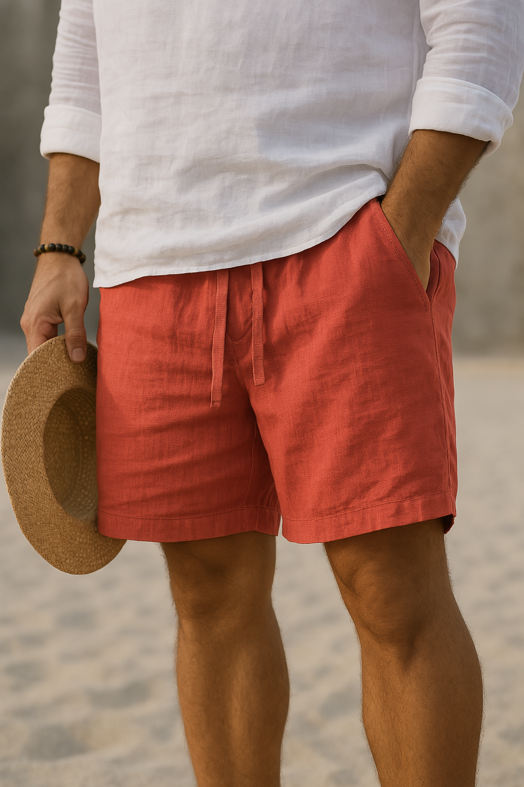 Kaleb – Elegante Leinen Shorts Mit Elastisch