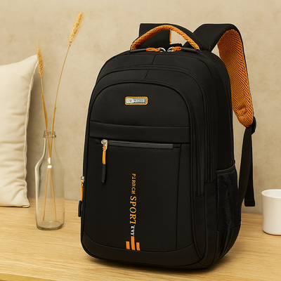 Laptop-Rucksack mit großem Fassungsvermögen – Stilvolle schwarze Reise- und Businesstasche aus Nylon mit verstellbaren Riemen