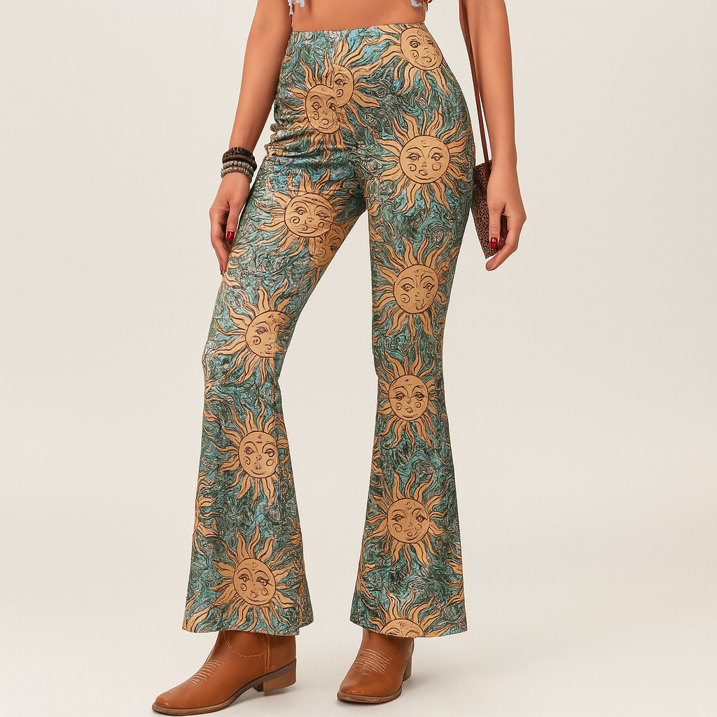 Chelsea – Boho-Schlaghose für Damen – Allover-Print, Slim Fit