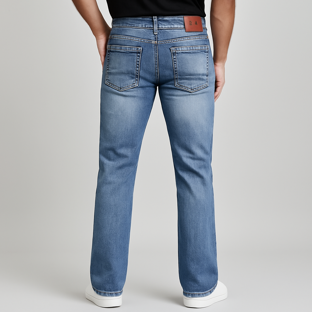 4Legend - Herren Flare Jeans mit Stickerei – Slim Fit Stretch Denim, Ganzjahres