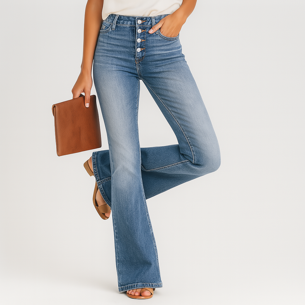 Ellen – Damenjeans mit hohem Bund und Schlag – Klassische Passform aus Denim