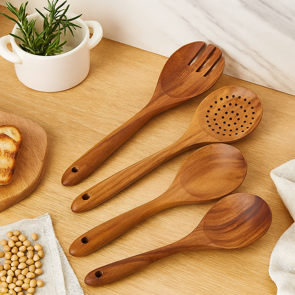 Acrona | 9-teiliges Küchenutensilien-Set aus Akazienholz
