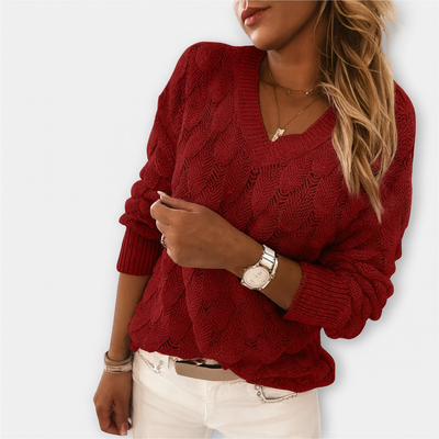 Hellgrauer Strickpullover mit Struktur – Mühelos gemütlicher Look