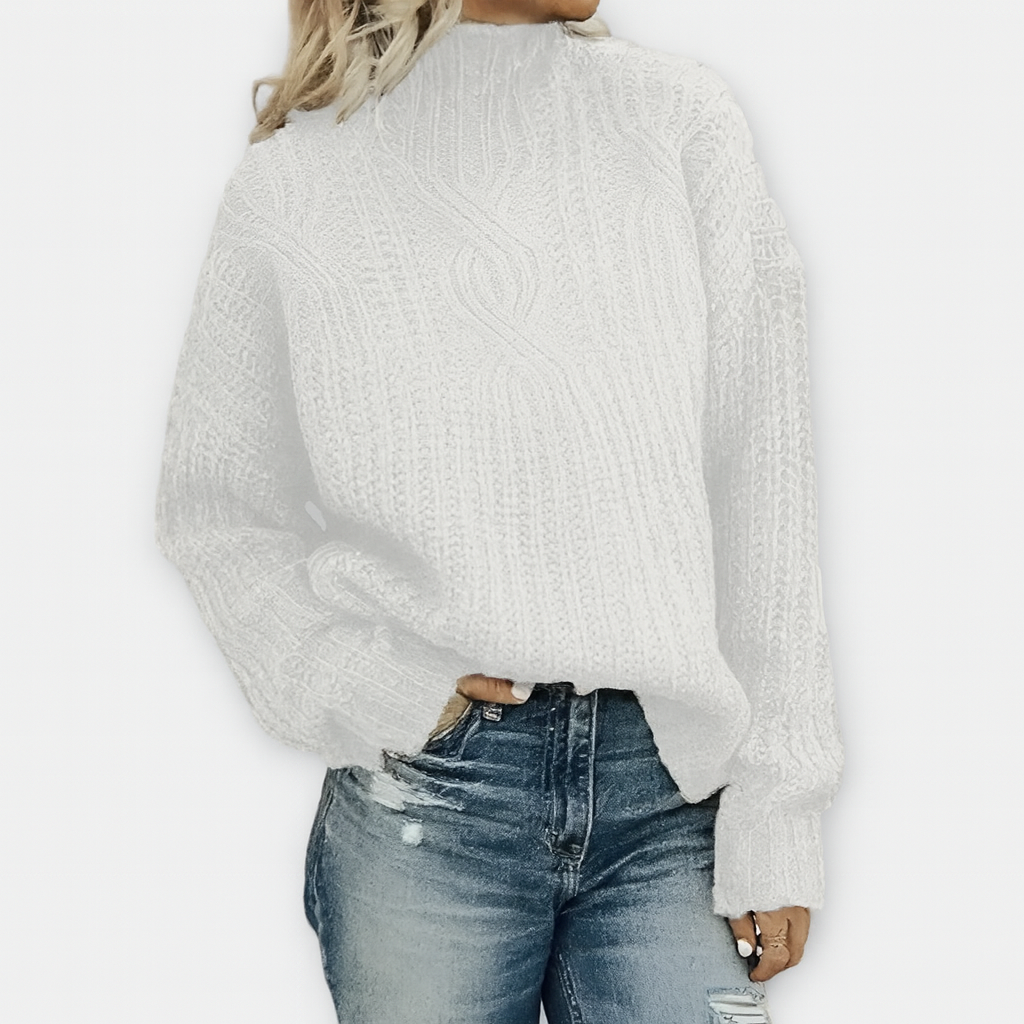Schwarzer Zopfmuster Rollkragenpullover – Zeitlose Eleganz