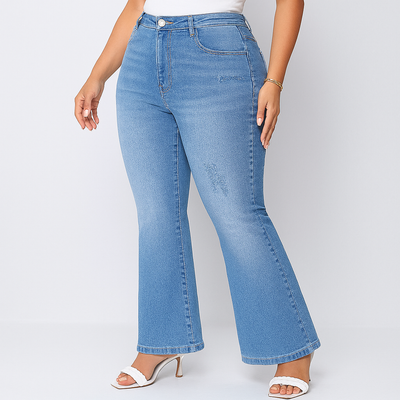 Marie – Damen-Jeans mit hohem Bund und Schlag – Klassische Passform aus Stretch-Denim