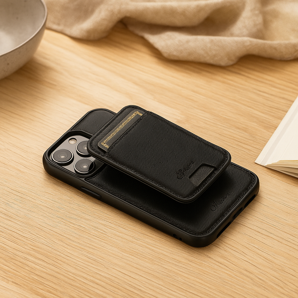 2-in-1-Magnethülle für iPhone 15 Pro Max/14 Plus/13/12 – PU-Leder, kabelloses Laden möglich