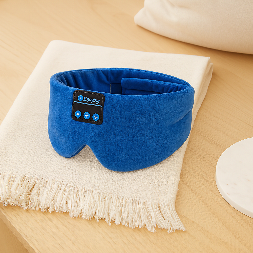 3D Musik-Schlafmaske – Eisfaser, Null-Druck, 100 % Lichtblockierung mit Kopfhörern & Etui