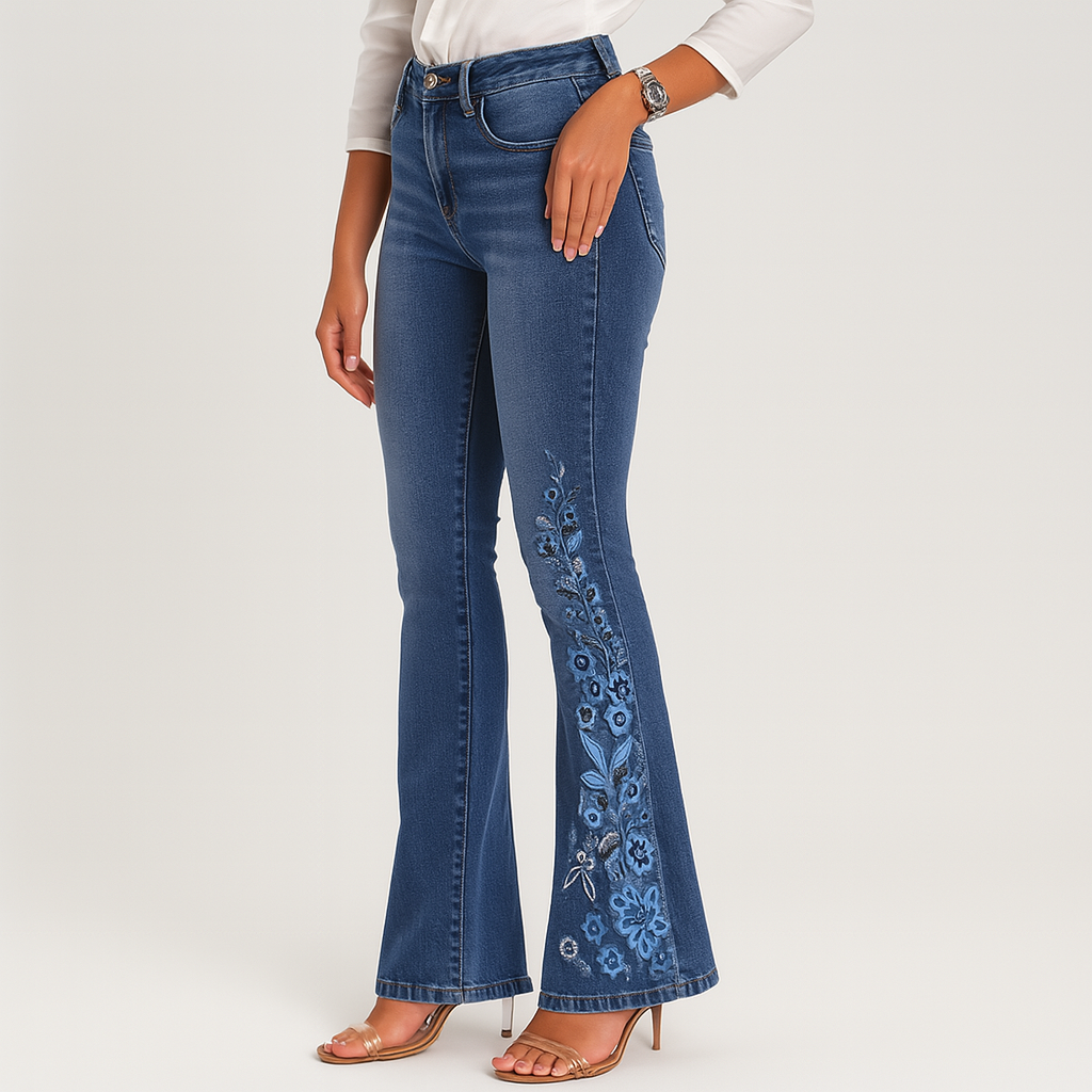 Yve – Damen Stretch-Schlagjeans – Lässiger Schlaghosenstil