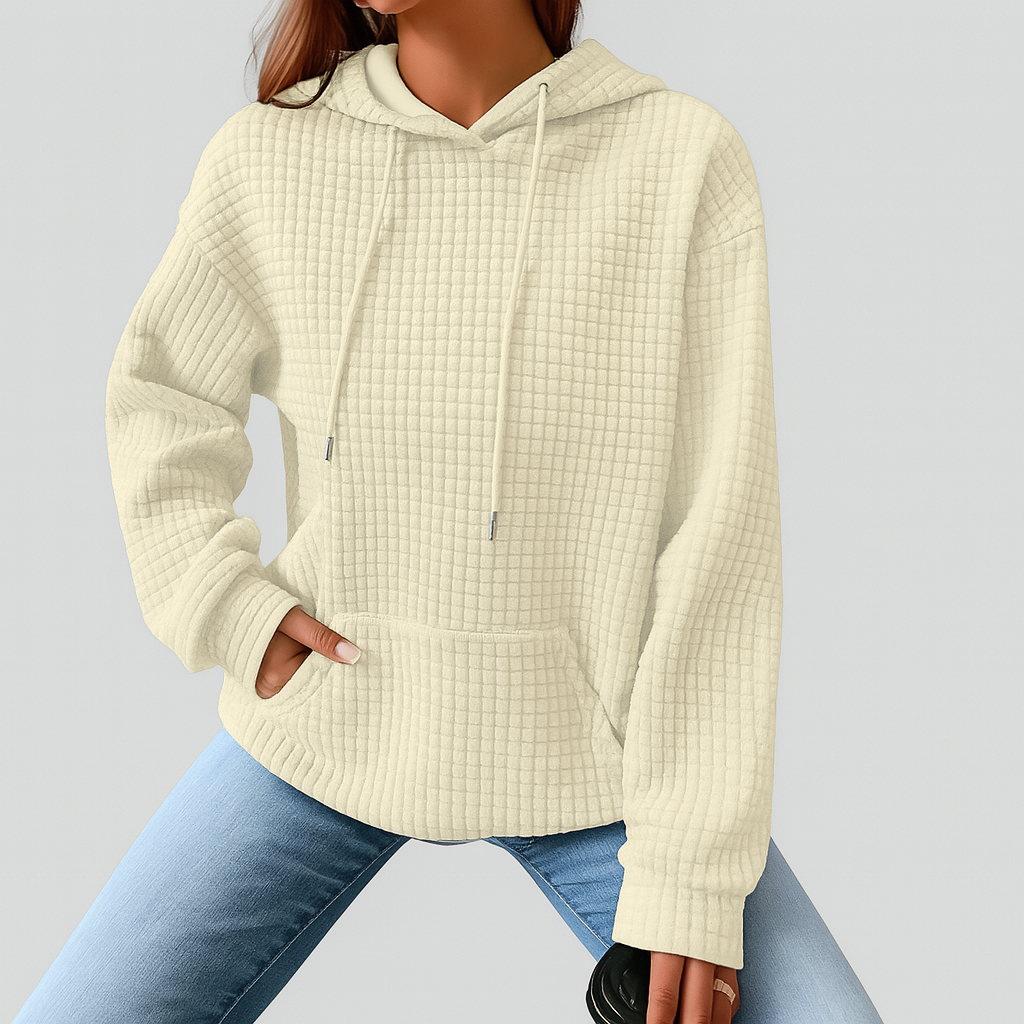 Kapuzenpullover in großen Größen – Strukturstrick mit Kordelzug & lockerer Passfor