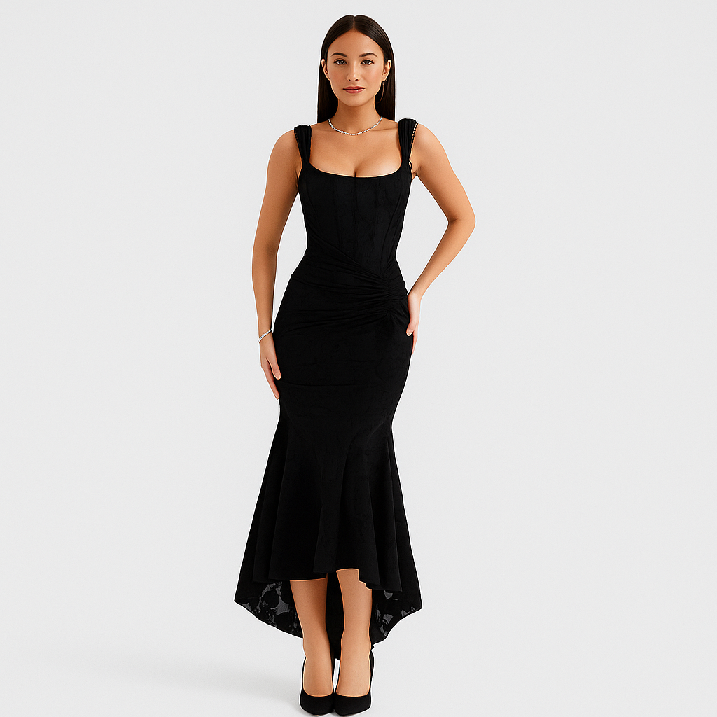 Liva – Ärmellos, gerafftes, Bodycon Abendkleid