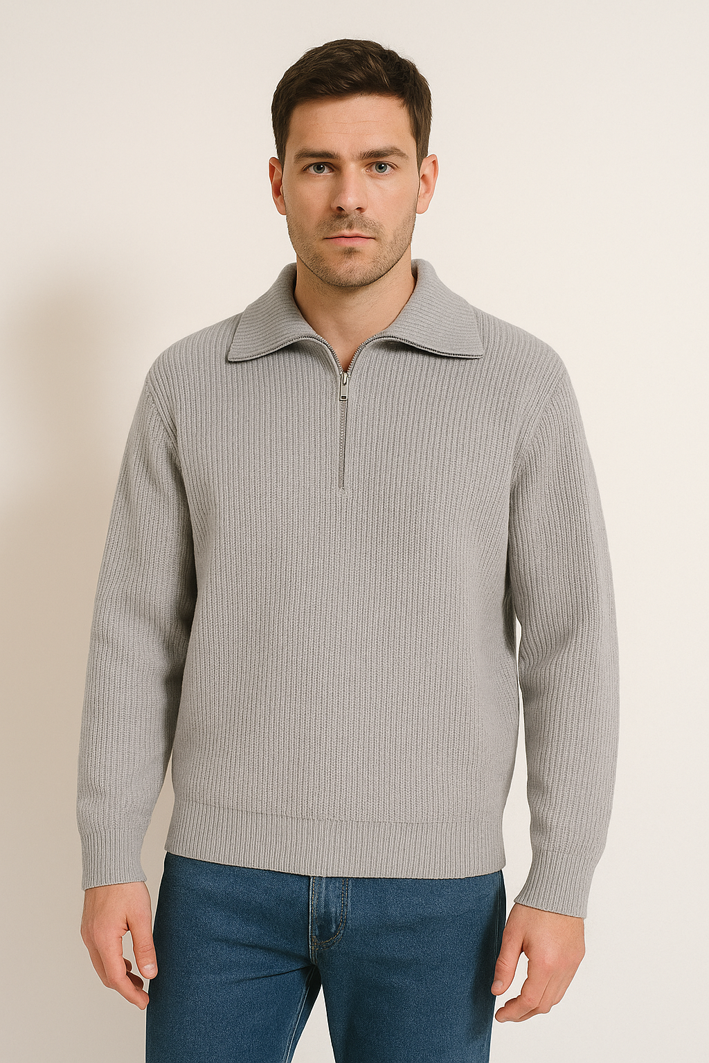 Christopher Strickpullover mit Reißverschluss und Streifen