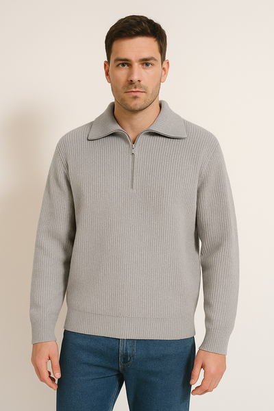 Christopher Strickpullover mit Reißverschluss und Streifen