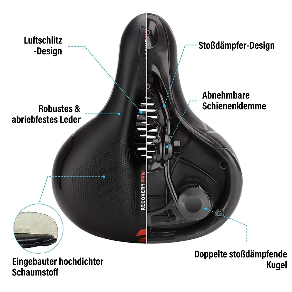 ComfortRide™ Fahrradsattel gegen Rücken- und Gesäßschmerzen