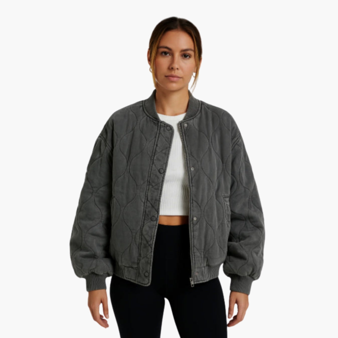 Damen Gesteppte Oversized Bomberjacke