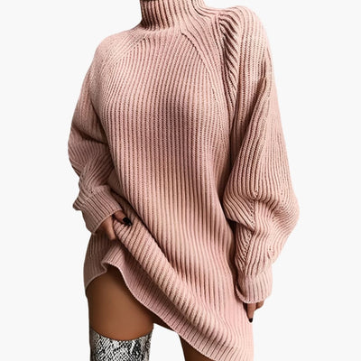 Damen Oversize Rollkragenpullover mit langen Ärmeln