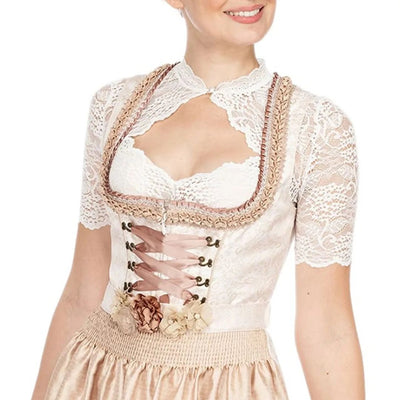 Damen Dirndlbluse Spitze Elegant mit Verführerischem Ausschnitt und Hochwertiger Baumwolle