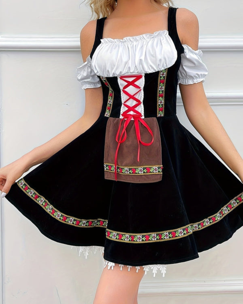 Damen Schulterfreies Klassisches Dirndlkleid | Mini