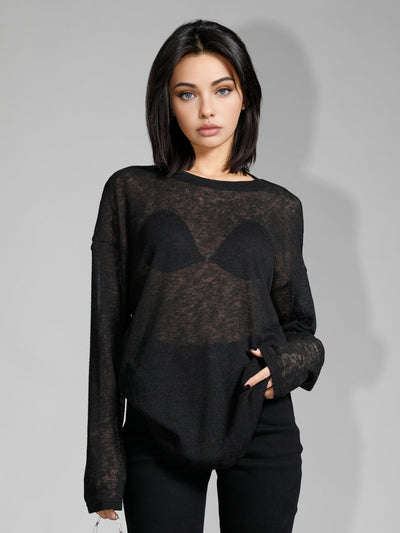 Damen Langarmshirt Leinen Basic Langarmshirts