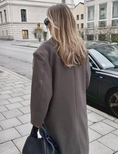 Damen Oversized Mantel Mit Doppelreihe Knöpfen Und Eleganter Passform