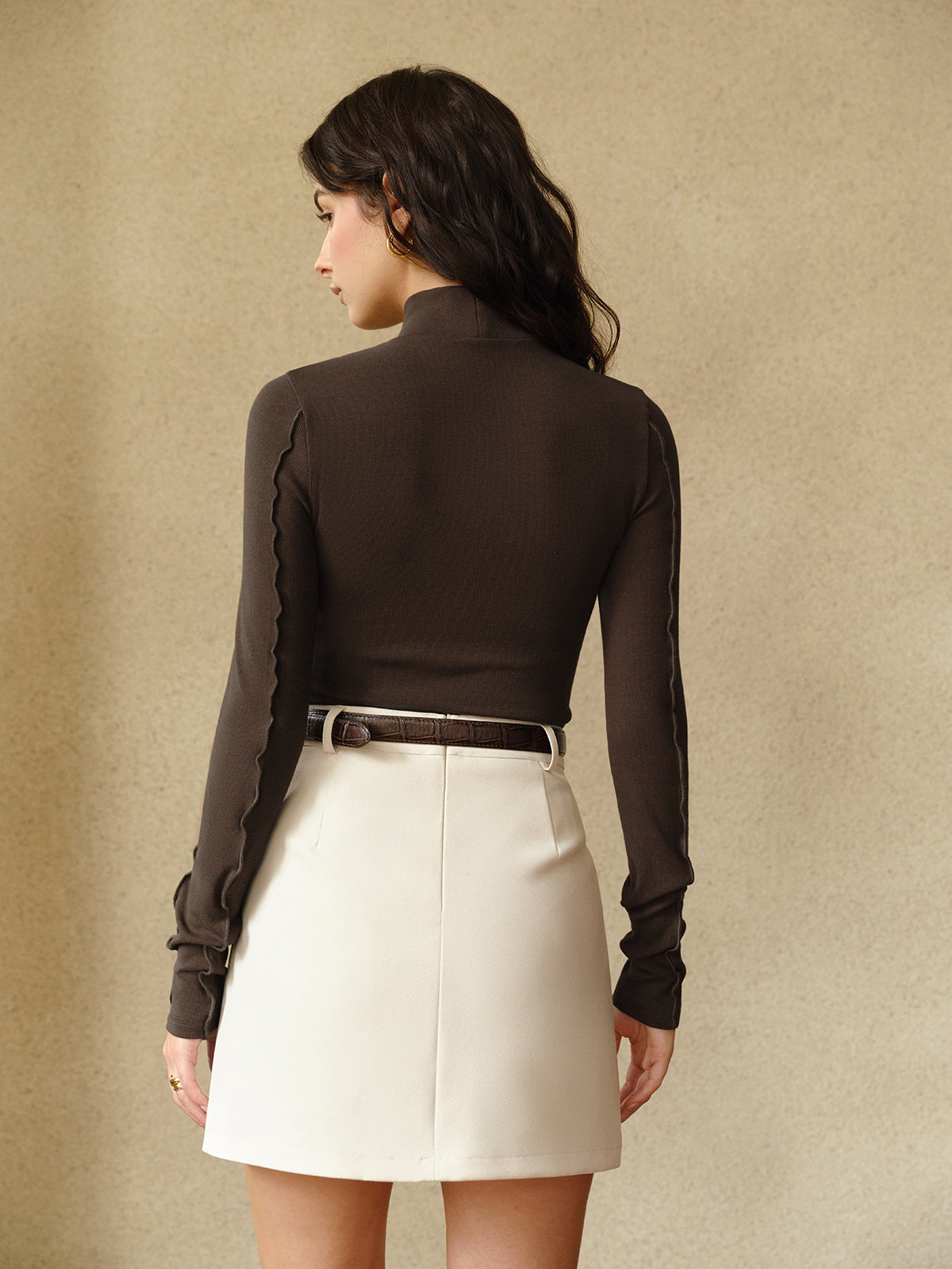 Damen Top Baumwolle Asymmetrisch mit Stehkragen Stylish und Bequem