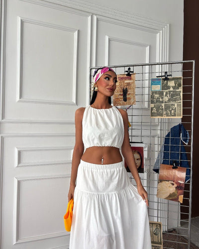 Damen Zweiteiliges Kleid Leicht Elegant Mit Gerafftem Oberteil