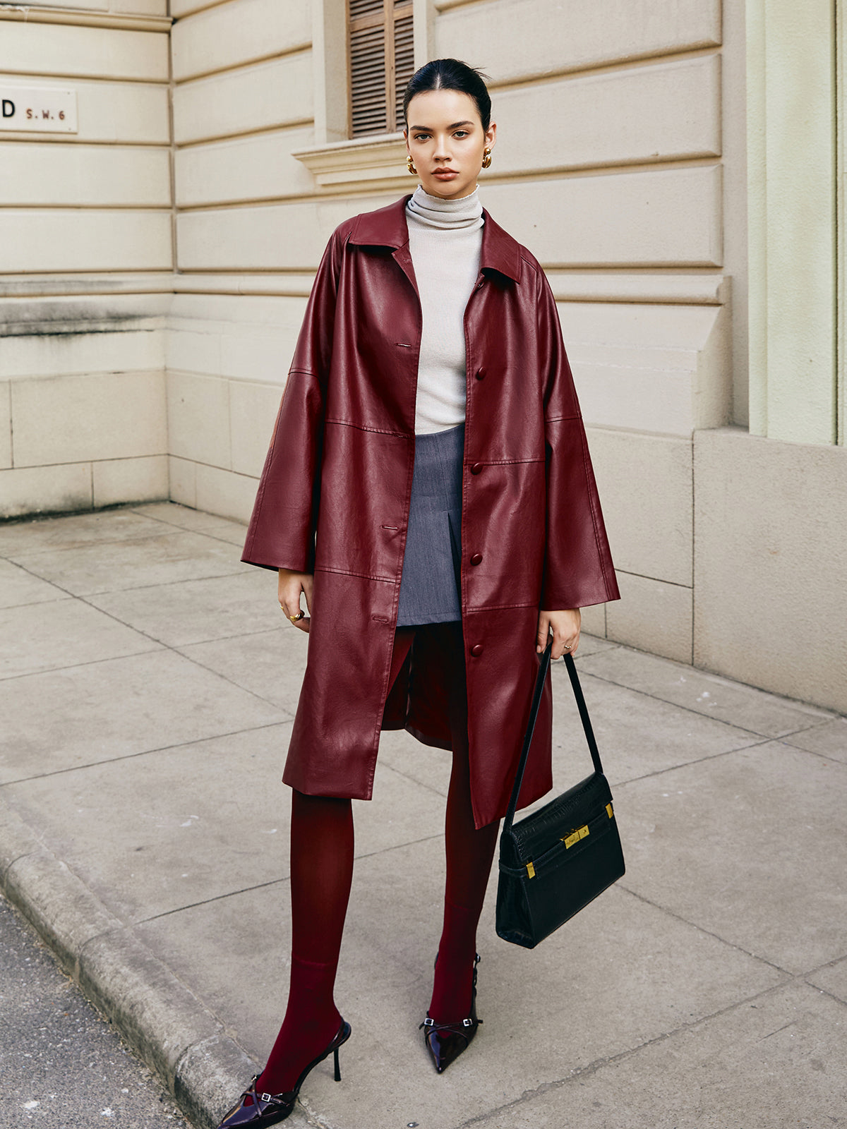 Lange Damenjacke mit Taschen und Knopf, Zeitloser Stil für jede Gelegenheit