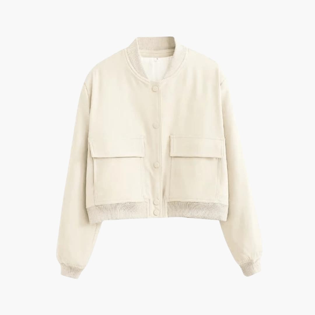 Damen kurze Bomberjacke mit Klappentaschen