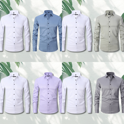 Daniel - Stretch Stretch-Anti-Falten-Hemd Weiß + Weiß