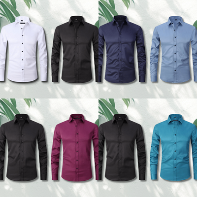 Daniel - Stretch Stretch-Anti-Falten-Hemd Weiß + Weiß