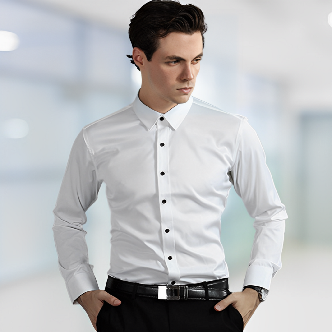 Daniel - Stretch Stretch-Anti-Falten-Hemd Weiß + Weiß