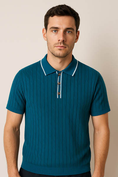 David Strick Poloshirt mit Kontrastkragen
