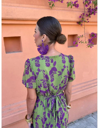 Vela - Damen-Midikleid mit gedrehter Druckmuster