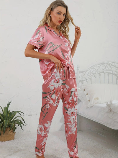 Eleganter Damen Pyjama mit Floralem Design