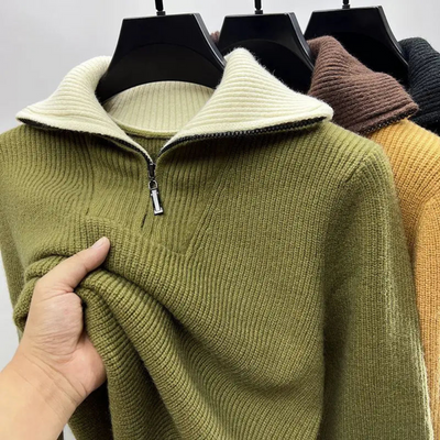 Eleganter Stehkragenpullover mit Reißverschluss