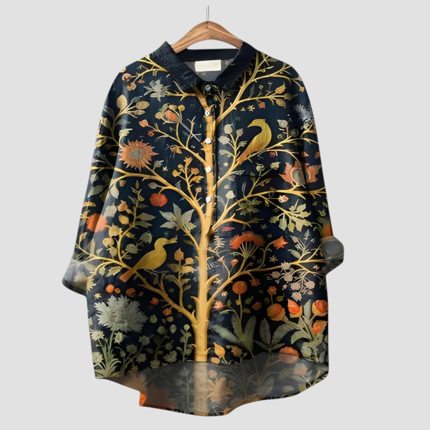 ALMA | Oversized Hemd mit verwunschener Wald-Print