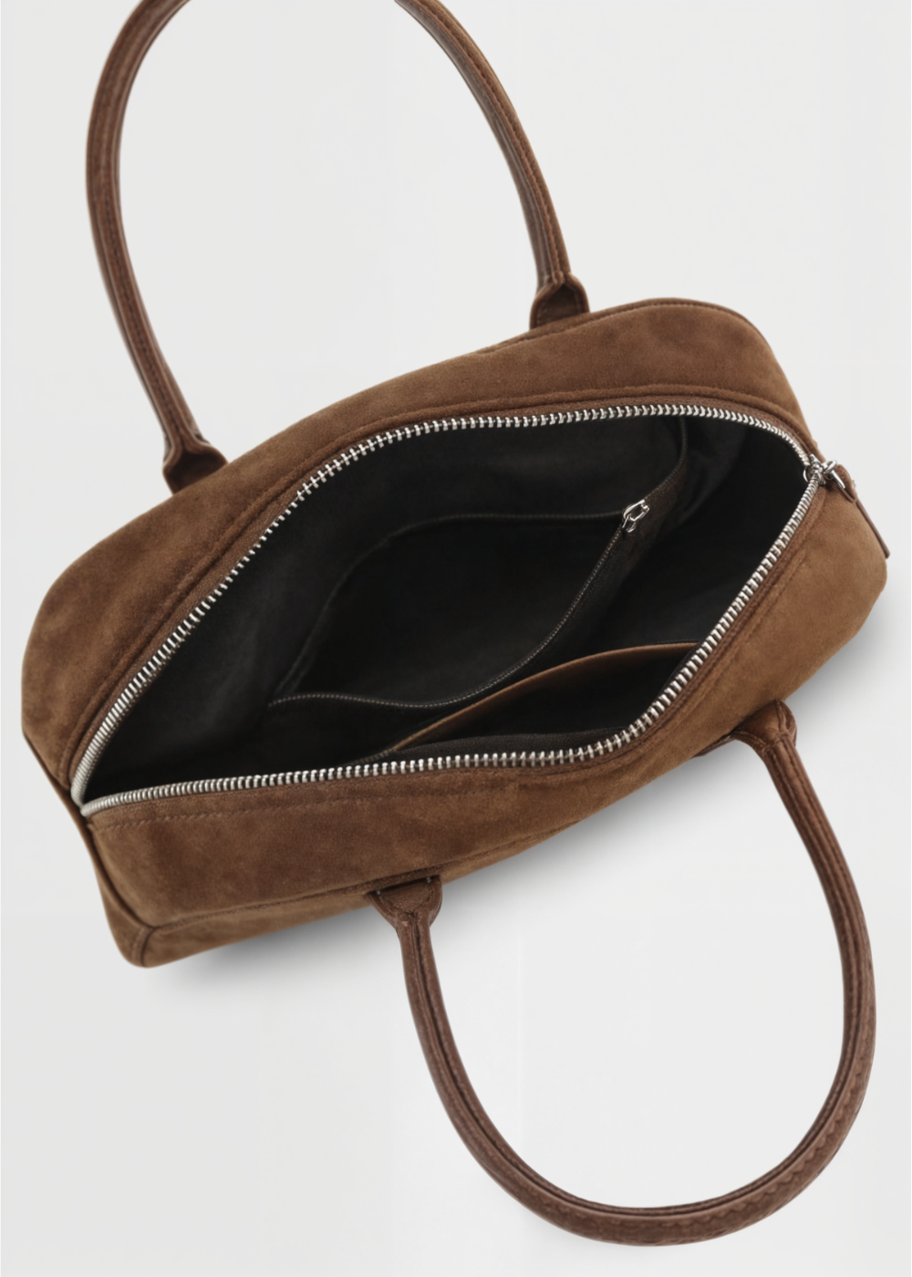 Echte Wildleder Handtasche Damen – Kleine Schultertasche mit Reißverschluss