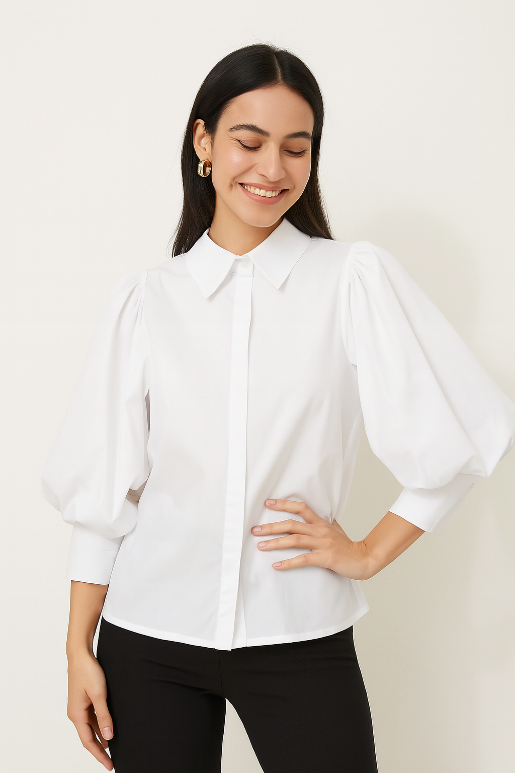 Modische Puffärmelbluse